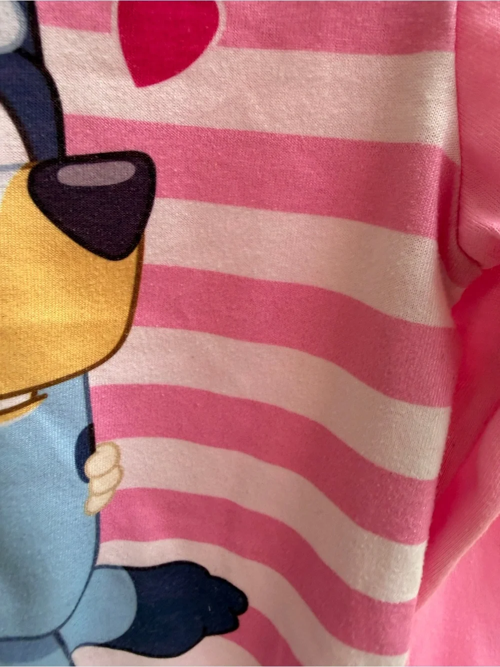 Bluey Girls 5 Bluey & Bingo Pink Striped Long-Sleeve Kids Pajama Top Shirt